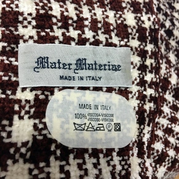 VINTAGE Mater Materiae Houndstooth Fringed Scarf Italy UNISEX - Picture 8 of 10